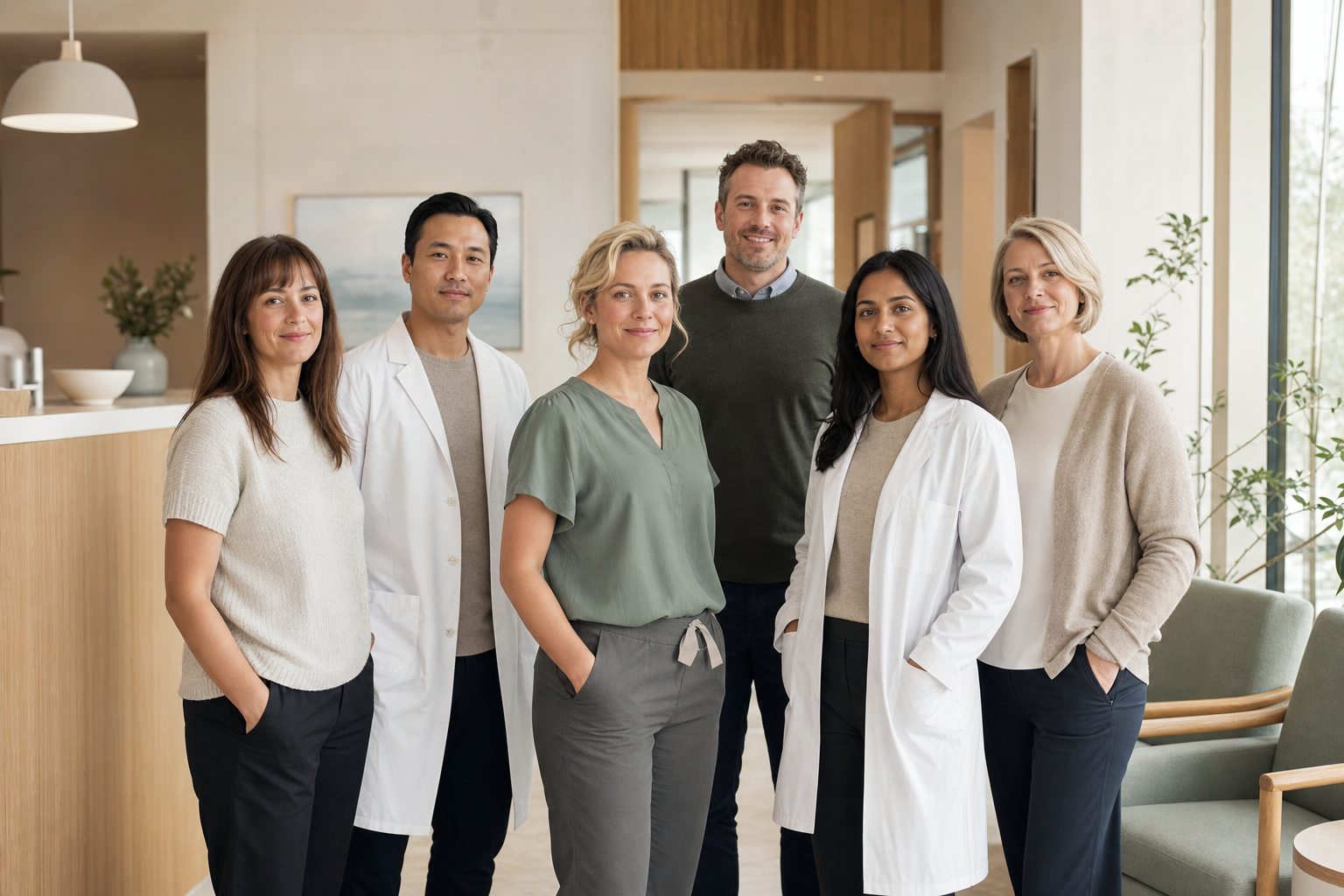Fictional care team shown for website concept purposes